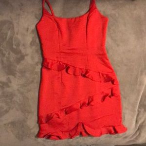 Ruffled Mini Red Dress